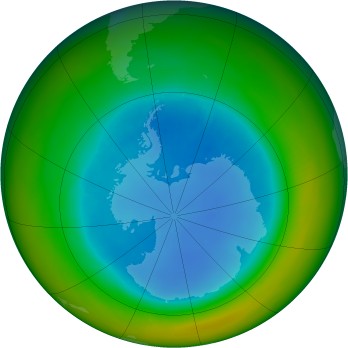 Antarctic ozone map for 1991-08